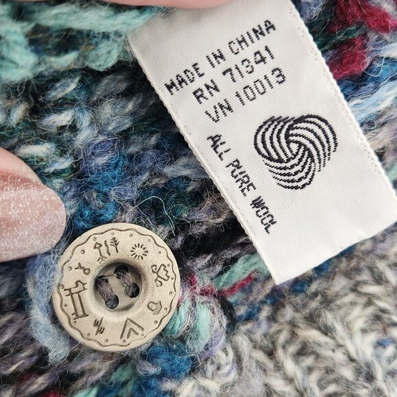 Vintage L.L. Bean Pure Wool Cardigan Sweater Floral Fair Isle Cottagecore Cabin - Picture 5 of 13